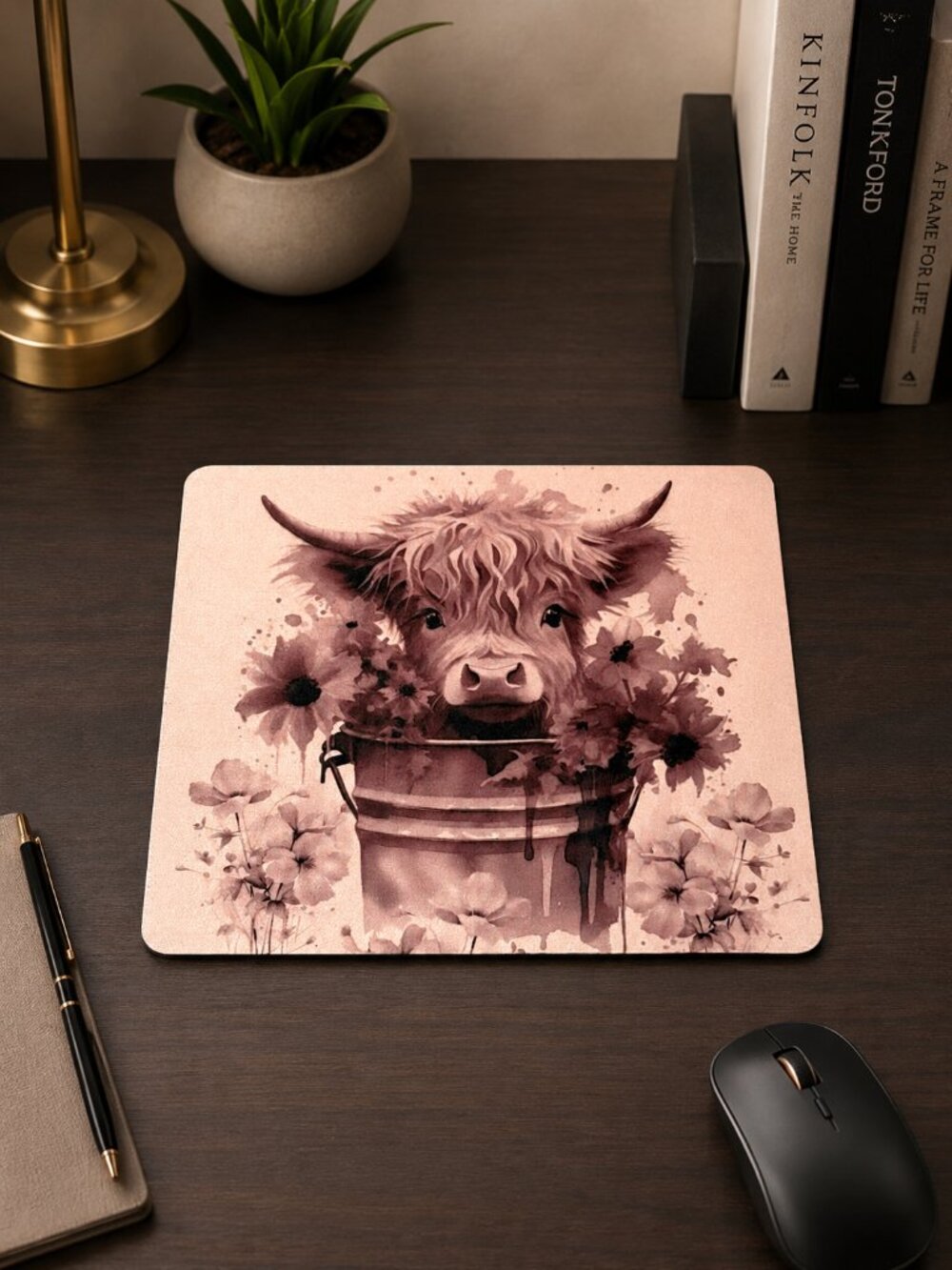 NWT Highland Cow Mousepad | Rustic Farmhouse Desk Accessory | Cute Office Decor